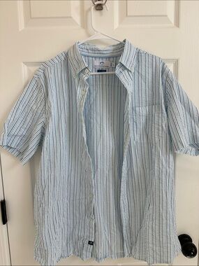 Southern Tide Light Blue & White Striped Short-Sleeve Button-Down Shirt